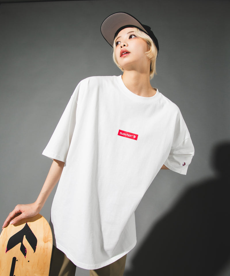 【SAVIER/サビアー】オーバーサイズ ボックスロゴ Tシャツ UVカット