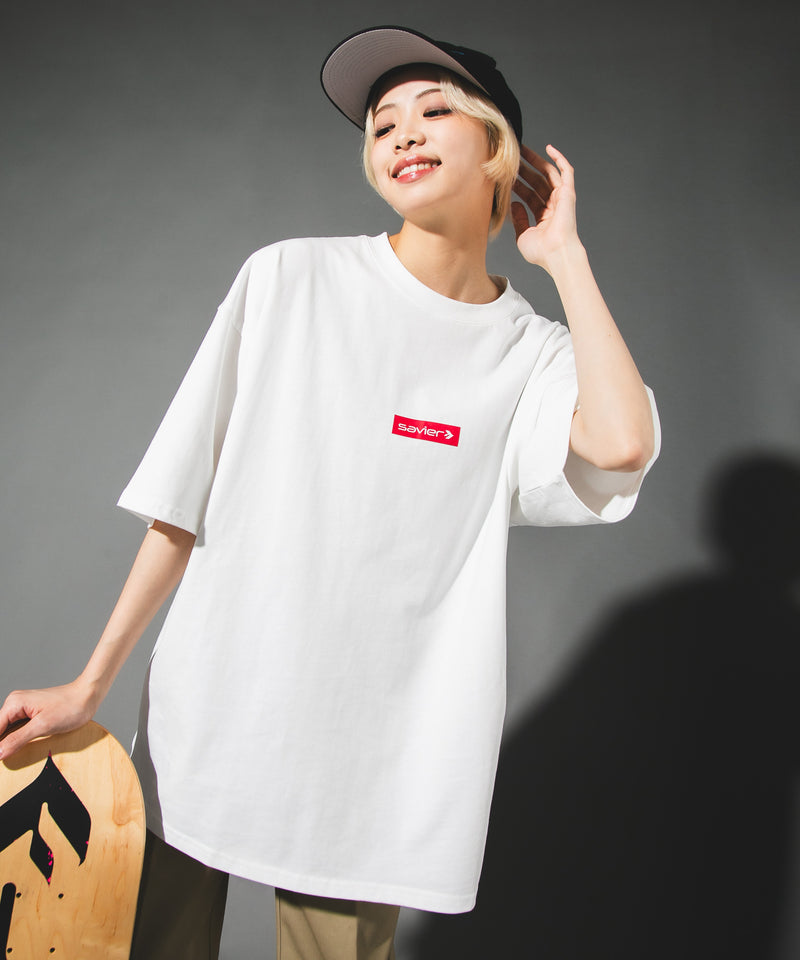 【SAVIER/サビアー】オーバーサイズ ボックスロゴ Tシャツ UVカット