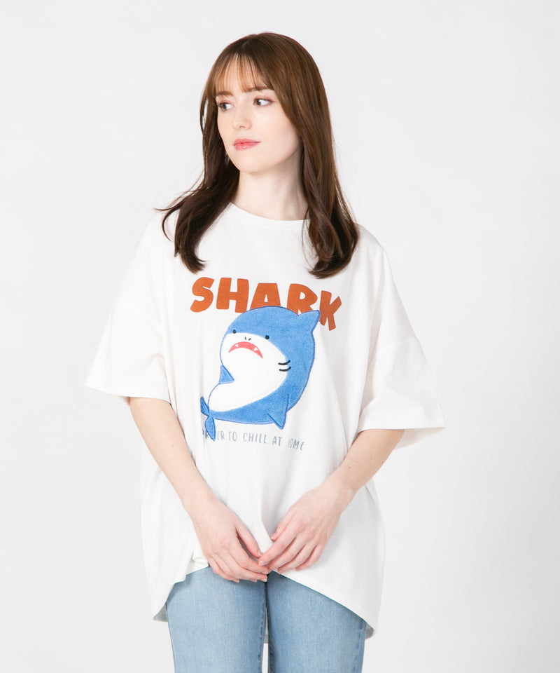 サメ パイル刺繍 Tシャツ レディース LIVERY ライブリー
