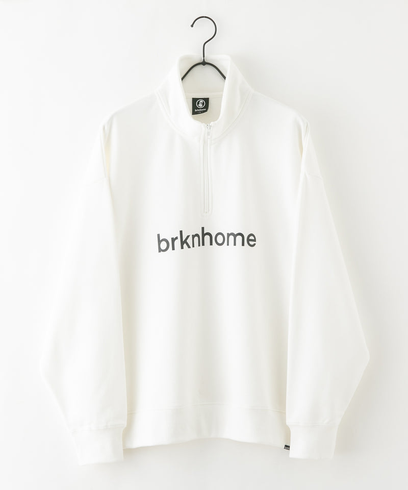 【brknhome/ブロークンホーム】ロゴプリント ハーフジップ スウェット オーバーサイズ