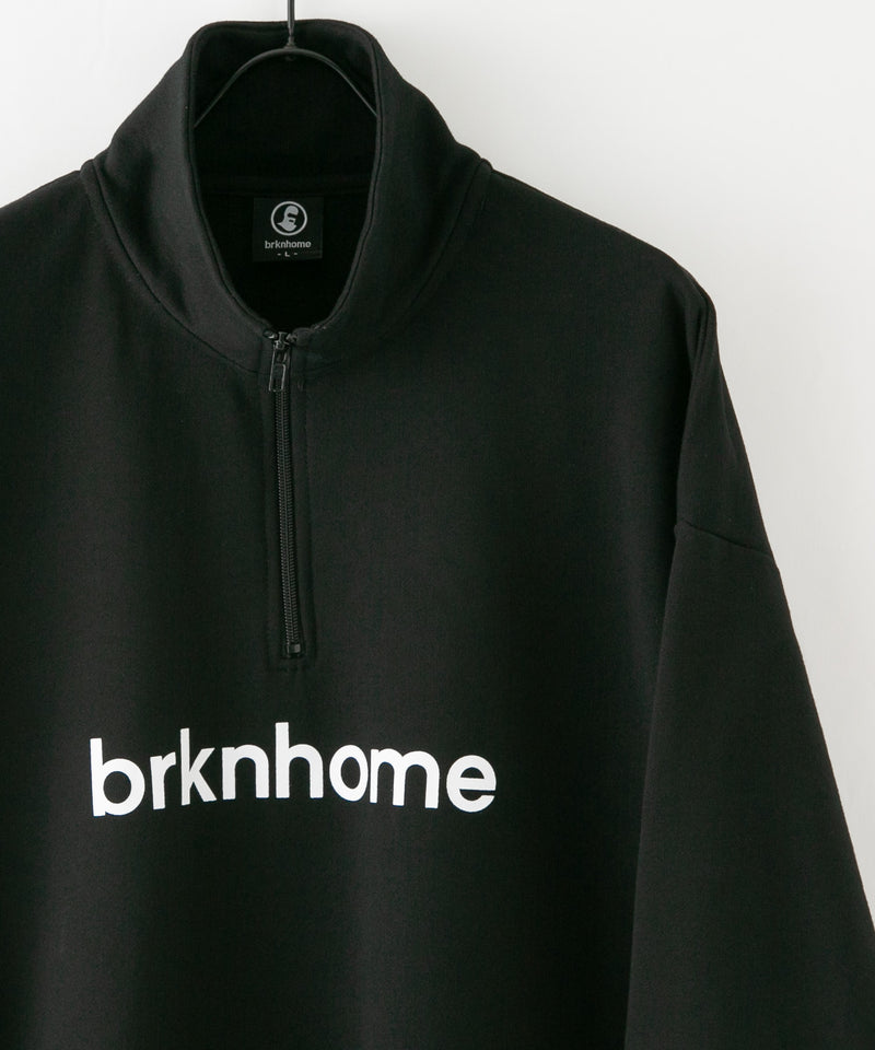 【brknhome/ブロークンホーム】ロゴプリント ハーフジップ スウェット オーバーサイズ