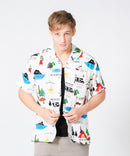 接触冷感 総柄 アロハシャツ レーヨン100％ オープンカラー 開襟 ストリート モード カジュアル 夏服  UNIIT ユニット