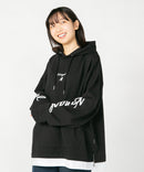 フェイクレイヤード 袖プリント ビッグシルエット 裏毛 フーディー プルオーバー パーカー KANGOL カンゴール