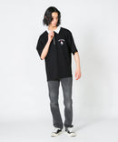 【UNIIT×RED CAP GIRL】冷感 ポンチ 半袖 ハーフジップ ポロ ワンポイント胸刺繍  とろみポンチ