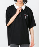 【UNIIT×RED CAP GIRL】冷感 ポンチ 半袖 ハーフジップ ポロ ワンポイント胸刺繍  とろみポンチ