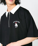 【UNIIT×RED CAP GIRL】冷感 ポンチ 半袖 ハーフジップ ポロ ワンポイント胸刺繍  とろみポンチ