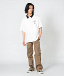 【UNIIT×RED CAP GIRL】冷感 ポンチ 半袖 ハーフジップ ポロ ワンポイント胸刺繍  とろみポンチ