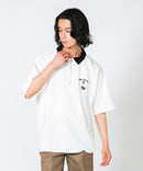 【UNIIT×RED CAP GIRL】冷感 ポンチ 半袖 ハーフジップ ポロ ワンポイント胸刺繍  とろみポンチ