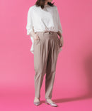 タック テーパード パンツ レディース C-FORT POINT ストレッチ 美脚 快適 伸縮 カジュアル オフィス