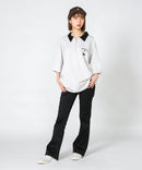 【UNIIT×RED CAP GIRL】冷感 ポンチ 半袖 ハーフジップ ポロ ワンポイント胸刺繍  とろみポンチ