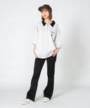 【UNIIT×RED CAP GIRL】冷感 ポンチ 半袖 ハーフジップ ポロ ワンポイント胸刺繍  とろみポンチ