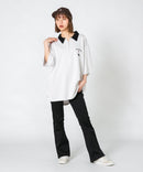 【UNIIT×RED CAP GIRL】冷感 ポンチ 半袖 ハーフジップ ポロ ワンポイント胸刺繍  とろみポンチ