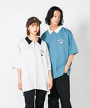 【UNIIT×RED CAP GIRL】冷感 ポンチ 半袖 ハーフジップ ポロ ワンポイント胸刺繍  とろみポンチ