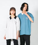 【UNIIT×RED CAP GIRL】冷感 ポンチ 半袖 ハーフジップ ポロ ワンポイント胸刺繍  とろみポンチ