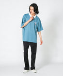 【UNIIT×RED CAP GIRL】冷感 ポンチ 半袖 ハーフジップ ポロ ワンポイント胸刺繍  とろみポンチ