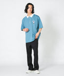 【UNIIT×RED CAP GIRL】冷感 ポンチ 半袖 ハーフジップ ポロ ワンポイント胸刺繍  とろみポンチ