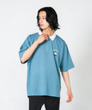 【UNIIT×RED CAP GIRL】冷感 ポンチ 半袖 ハーフジップ ポロ ワンポイント胸刺繍  とろみポンチ