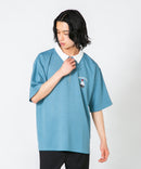 【UNIIT×RED CAP GIRL】冷感 ポンチ 半袖 ハーフジップ ポロ ワンポイント胸刺繍  とろみポンチ