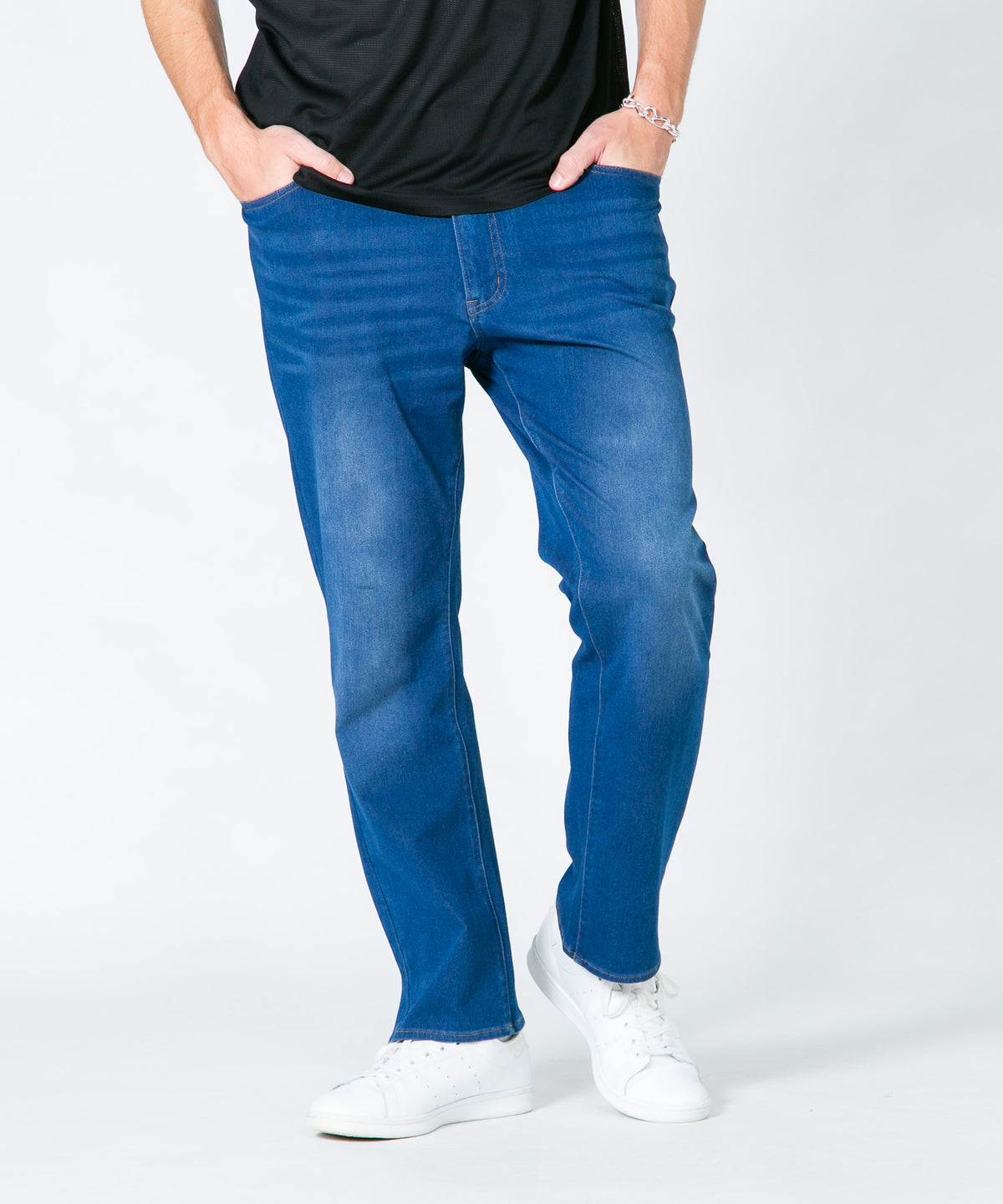 COOL】接触冷感 2WAYストレッチ ニットデニムパンツ ストレート COOL】接触冷感 2WAYストレッチ ニットデニムパンツ ストレート