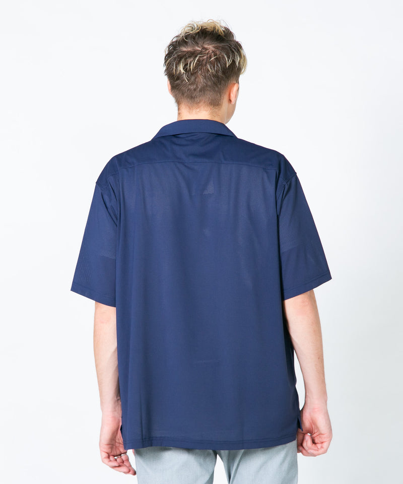 【エアースルーテック】 オープンカラーシャツ 通気性抜群 全方向ストレッチ 軽量 速乾 開襟シャツ