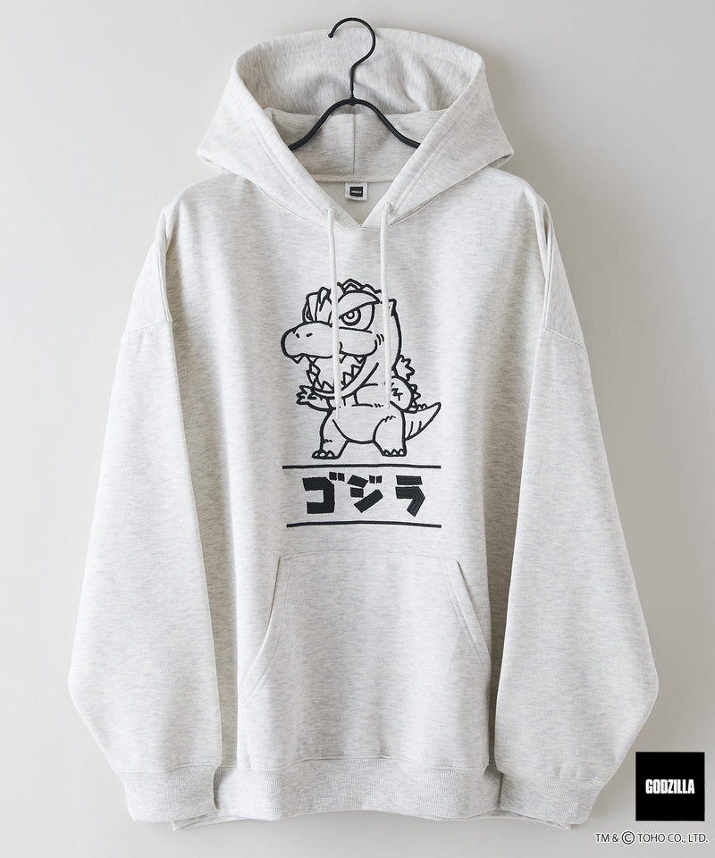 【GODZILLA/ゴジラ】ゴジラ キングギドラ オリジナルデザイン ビッグシルエット 裏起毛 プルオーバーパーカー フーディー ドロップショルダー オーバーサイズ