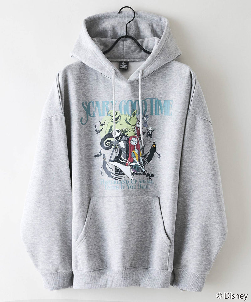 【DISNEY/ディズニー】＜ナイトメアー・ビフォア・クリスマス＞＜ディズニーヴィランズ＞ビッグシルエット 裏起毛 プルオーバーパーカー フーディー ドロップショルダー オーバーサイズ