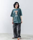 【TOMANDJERRY/トムとジェリー】オリジナルデザイン ジェリー タフィー パウダーブリーチ 加工 Tシャツ ドロップショルダー ビッグシルエット ヴィンテージライク 古着ライク ユニセックス キャラクター