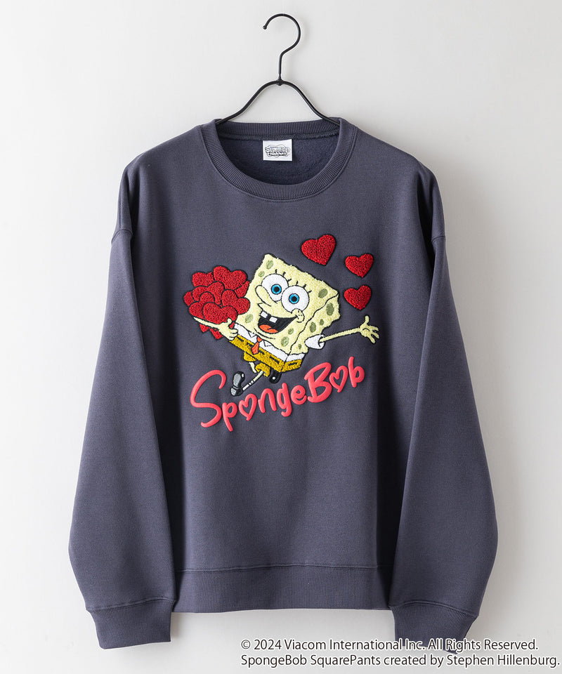 SPONGE BOB スポンジボブ オリジナルデザイン 裏起毛クルーネックスウェット