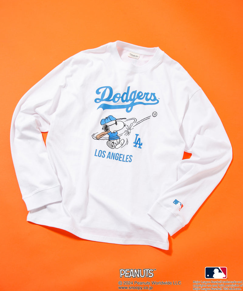 【2024秋新規】PEANUTS MLB オリジナルデザイン Tシャツ ヤンキース ドジャース メッツ ドロップショルダー ビッグシルエット ユニセックス