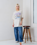 【TOM and JERRY/トムとジェリー】オリジナルデザインTシャツ 刺繍 ドロップショルダー ユニセックス