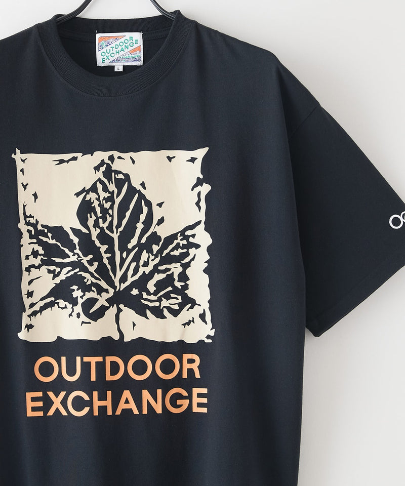 リーフプリント クルーネック T シャツ オーバーサイズ【OUTDOOR EXCHANGE/アウトドアエクスチェンジ】