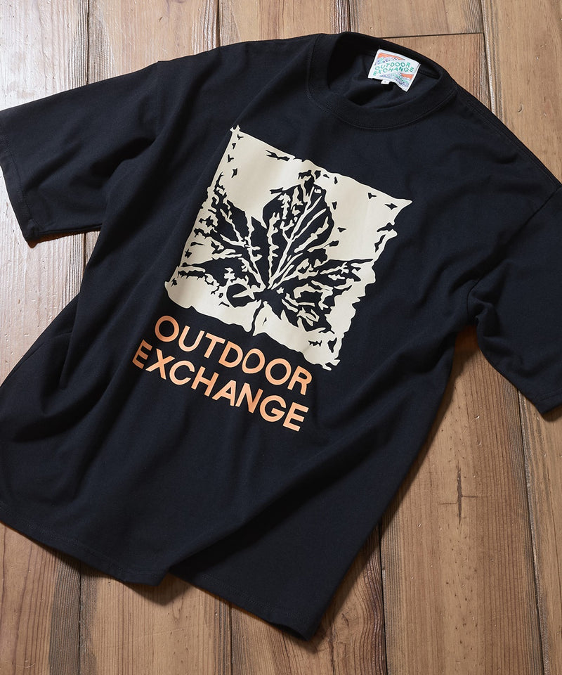 リーフプリント クルーネック T シャツ オーバーサイズ【OUTDOOR EXCHANGE/アウトドアエクスチェンジ】