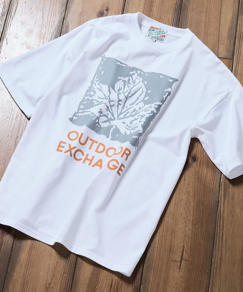 リーフプリント クルーネック T シャツ オーバーサイズ【OUTDOOR EXCHANGE/アウトドアエクスチェンジ】