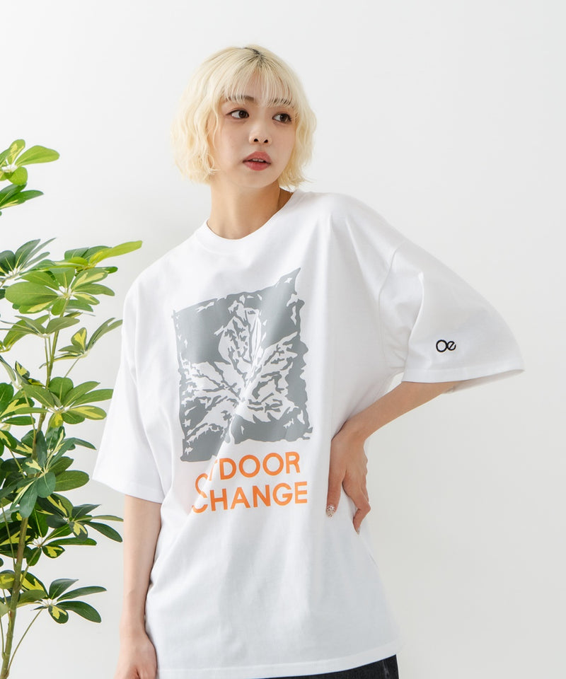 リーフプリント クルーネック T シャツ オーバーサイズ【OUTDOOR EXCHANGE/アウトドアエクスチェンジ】