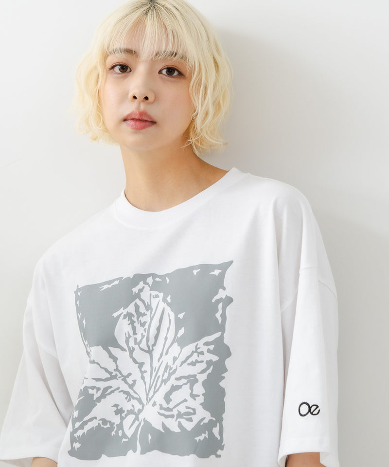 リーフプリント クルーネック T シャツ オーバーサイズ【OUTDOOR EXCHANGE/アウトドアエクスチェンジ】