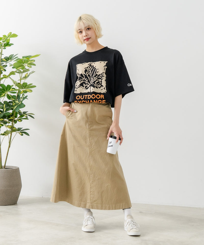 リーフプリント クルーネック T シャツ オーバーサイズ【OUTDOOR EXCHANGE/アウトドアエクスチェンジ】