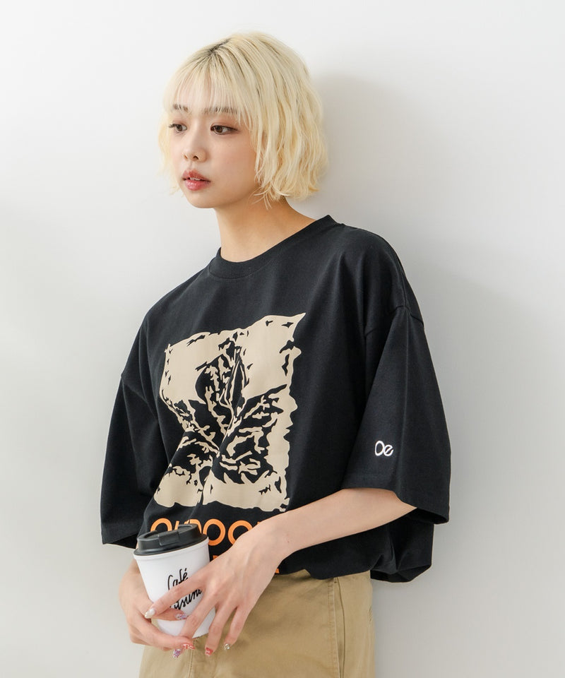 リーフプリント クルーネック T シャツ オーバーサイズ【OUTDOOR EXCHANGE/アウトドアエクスチェンジ】
