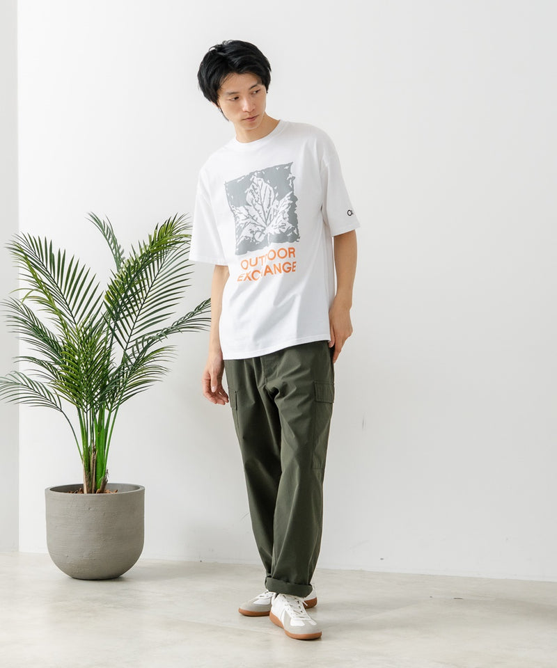 リーフプリント クルーネック T シャツ オーバーサイズ【OUTDOOR EXCHANGE/アウトドアエクスチェンジ】