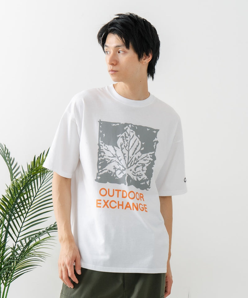 リーフプリント クルーネック T シャツ オーバーサイズ【OUTDOOR EXCHANGE/アウトドアエクスチェンジ】