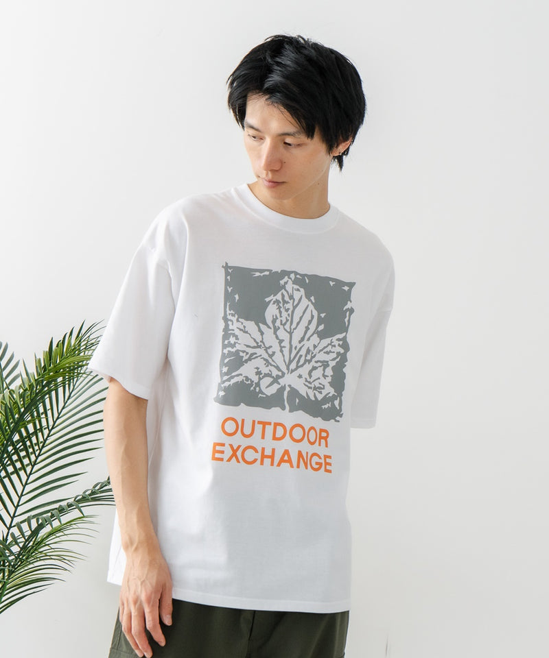 リーフプリント クルーネック T シャツ オーバーサイズ【OUTDOOR EXCHANGE/アウトドアエクスチェンジ】