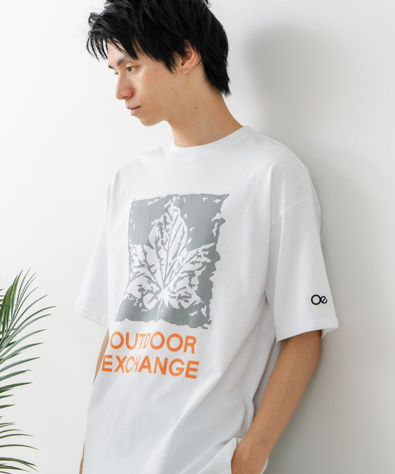 リーフプリント クルーネック T シャツ オーバーサイズ【OUTDOOR EXCHANGE/アウトドアエクスチェンジ】