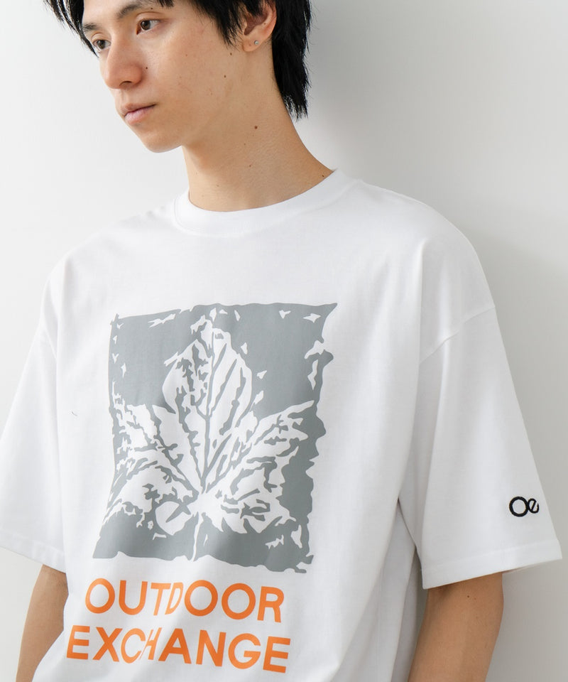 リーフプリント クルーネック T シャツ オーバーサイズ【OUTDOOR EXCHANGE/アウトドアエクスチェンジ】