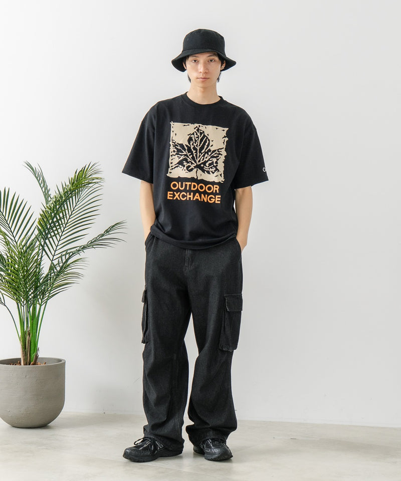 リーフプリント クルーネック T シャツ オーバーサイズ【OUTDOOR EXCHANGE/アウトドアエクスチェンジ】