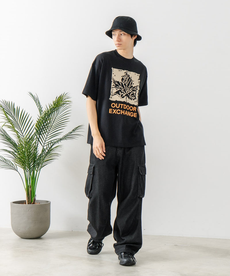 リーフプリント クルーネック T シャツ オーバーサイズ【OUTDOOR EXCHANGE/アウトドアエクスチェンジ】