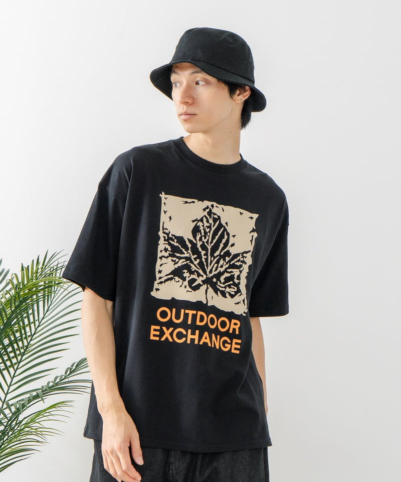 リーフプリント クルーネック T シャツ オーバーサイズ【OUTDOOR EXCHANGE/アウトドアエクスチェンジ】