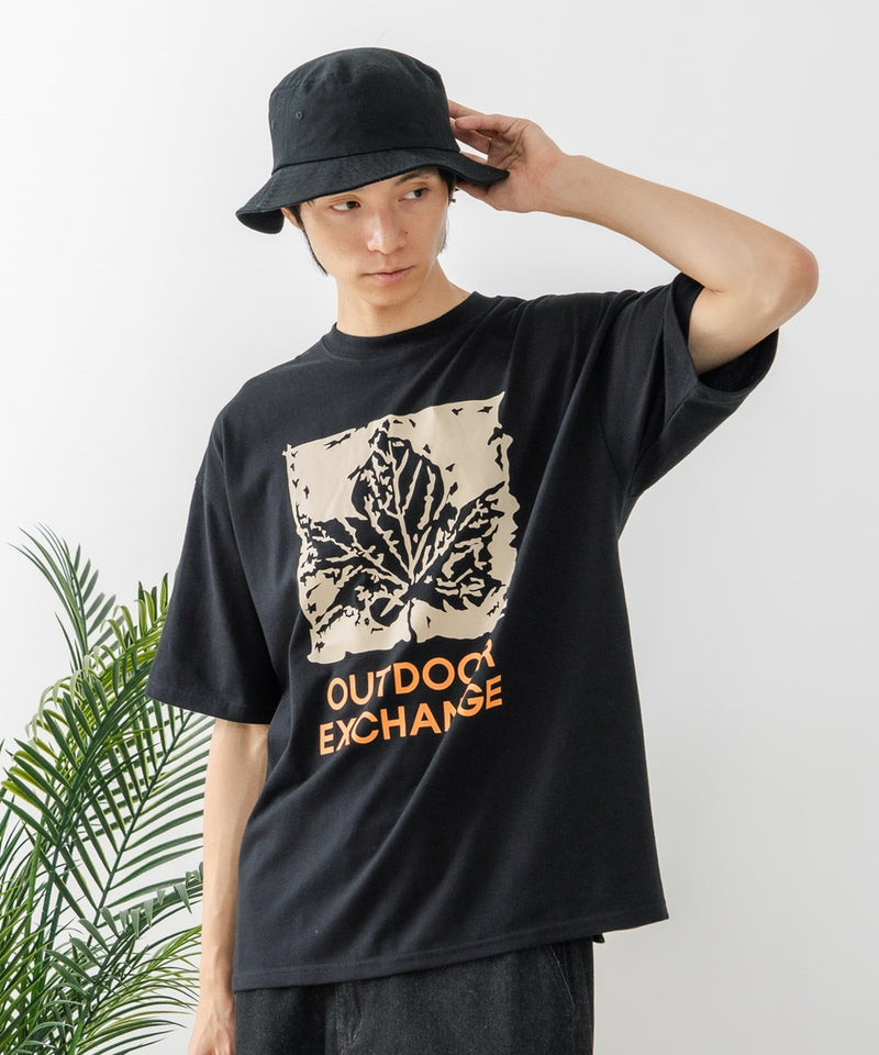 リーフプリント クルーネック T シャツ オーバーサイズ【OUTDOOR EXCHANGE/アウトドアエクスチェンジ】