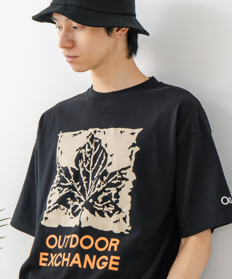 リーフプリント クルーネック T シャツ オーバーサイズ【OUTDOOR EXCHANGE/アウトドアエクスチェンジ】