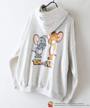 【TOM and JERRY/トムとジェリー】【ユニセックスデザインでリンクコーデにも◎】裏起毛プルオーバーパーカー フーディ 保温 カジュアル キャラクター トム ジェリー タフィー サカナ