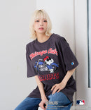 【PEANUTS×MLB】オリジナルデザインTシャツ 刺繍 ドロップショルダー ユニセックス