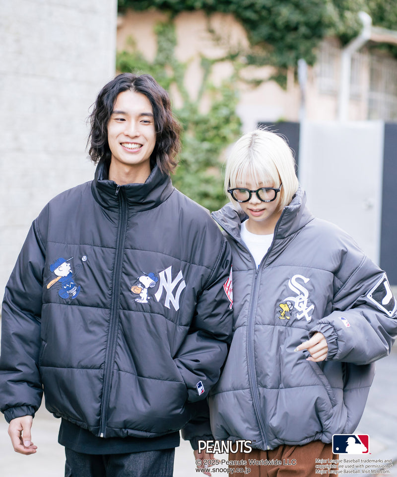 【PEANUTS×MLB】オリジナルデザイン ナイロンパファージャケット 中綿ジャケット ヤンキース ドジャース ホワイトソックス